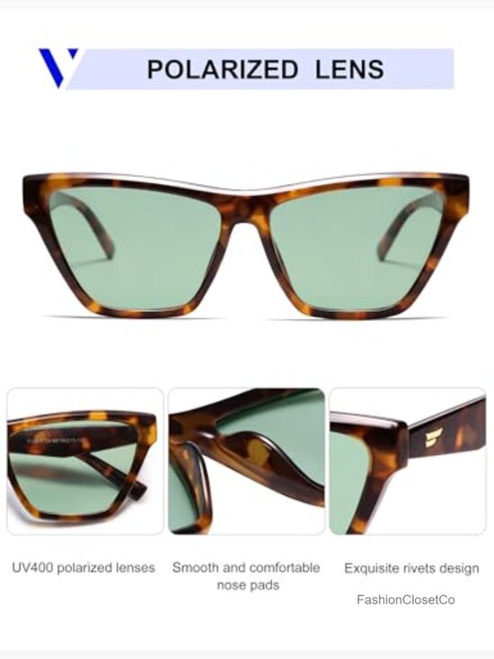 Retro Polarized Square Sunglasses UV400 Protection for Women Classic Driving